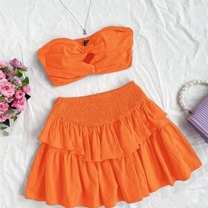 SHEIN Orange Skirt Set with Ruffles